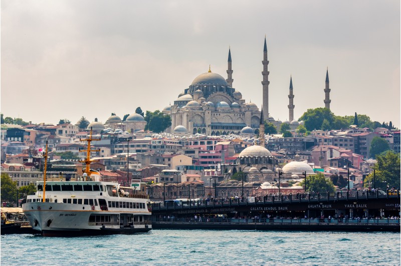 Istanbul, Turkey - AUG 18, 2015: Topkapi Palace view from the Bosforus