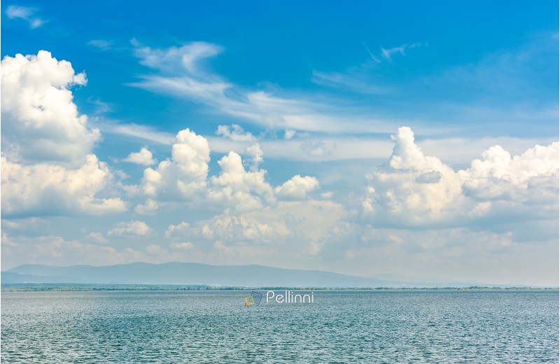 gorgeous cloudscape over the Zemplinska Sirava. beautiful and calm scenery of one of the largest Slovakian body of water