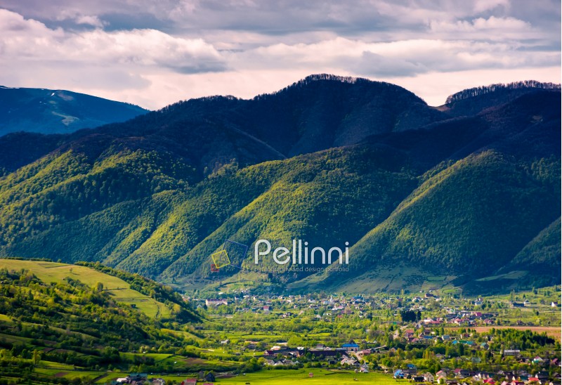 valley of Synevyr and Nehrovets villages. beautiful rural landscape of Carpathian mountains