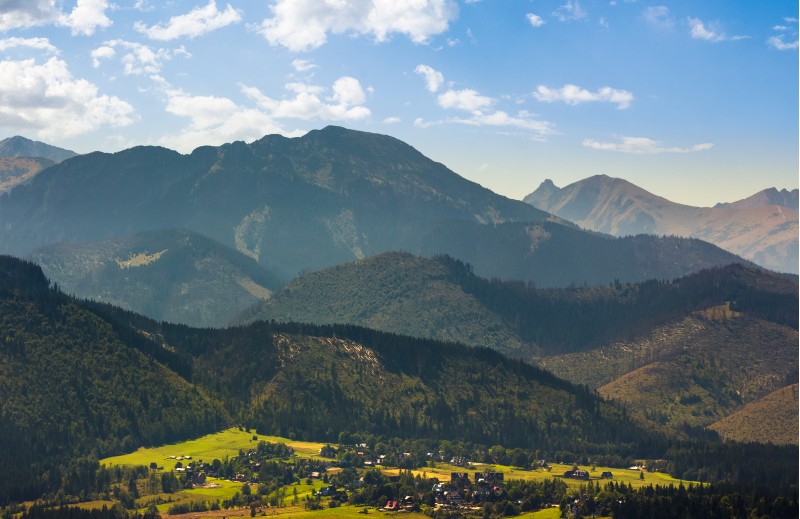 village Zakopane in High Tatra Mountains. beautiful landscape in summertime. popular tourist destination