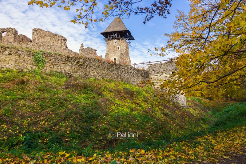 stone walls and main tower of medieval Nevytsky castle is one of the most popular travel landmark of TransCarpathia