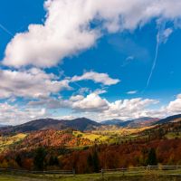 gorgeous cloudscape over the mountains. beautiful countryside landscape in autumn