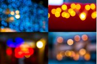image set of colorful street light blurs