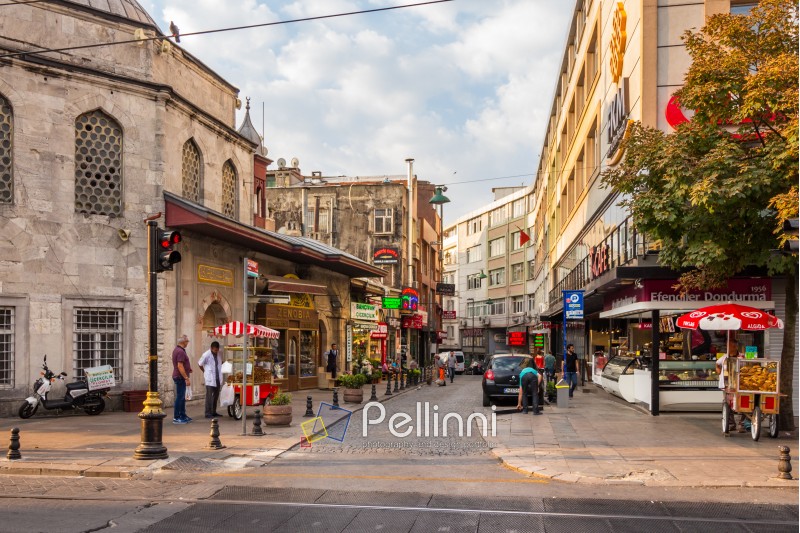ISTANBUL - AUGUST 18: Divan Yolu street on August 18, 2015 in Istanbul. Divan Yolu is historic district of Istanbul, street that leeds Sultan Ahmet Par and is a popular area among tourists