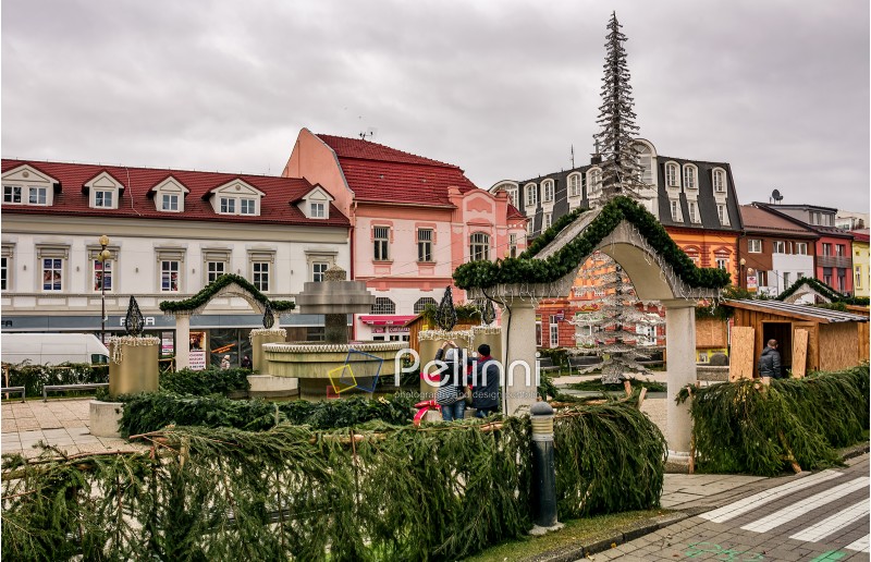 Poprad, Slovakia - November 27, 2016: Town decoration with lights, preparing for Christmas