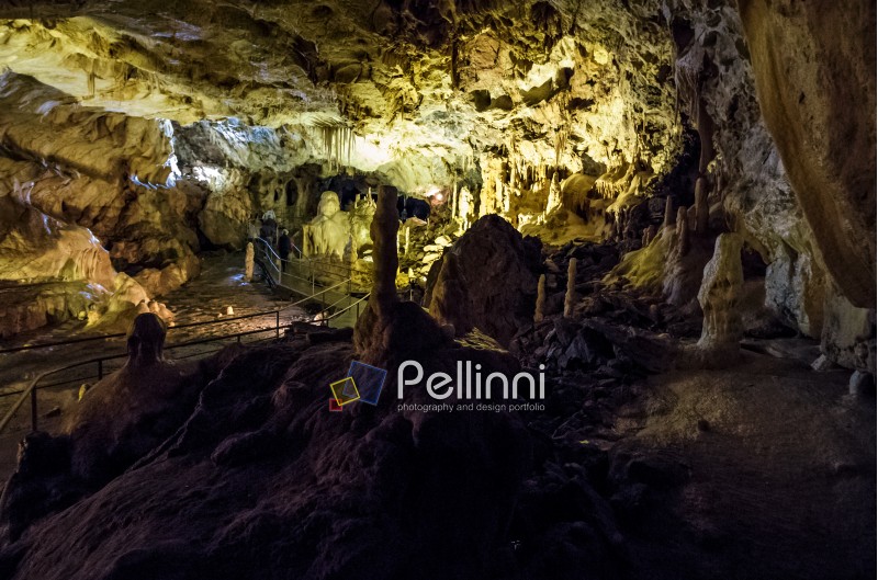 APUSENI - OCTOBER 04: Hall of Ursus cave on October 05, 2015 in Apuseni, Romania. Hall of Ursus spelaeus cave in noth-west romanian mountains bihor district transilvania
