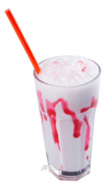 bloody milkshake in a tall glass. strawberry jam looks like blood. Halloween concept. isolated on a white background