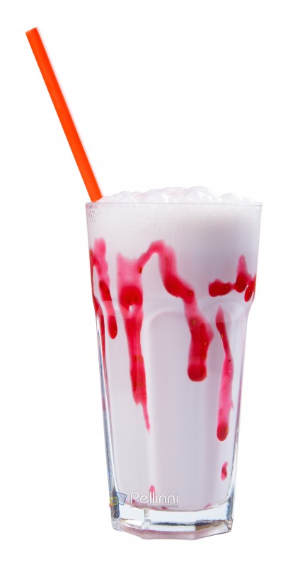 bloody milkshake in a tall glass. strawberry jam looks like blood. Halloween concept. side view  isolated on a white background