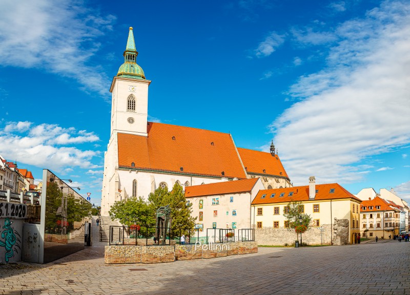 bratislava, slovakia - 16 oct 2019: cathedral of st. martin. medieval architecture of slovakia on a sunny autumn day. catholic cathedral used for coronation now serves as latin church archdiocese