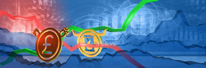 crude oil stock prices rise in gbp. energy crisis in united kingdom. bullish commodity market concept. 3d illustration of expensive petroleum products. financial blue background with data chart
