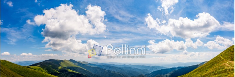 gorgeous cloudscape over the mountain ridge tops. amazing summer scenery in carpathian mountains