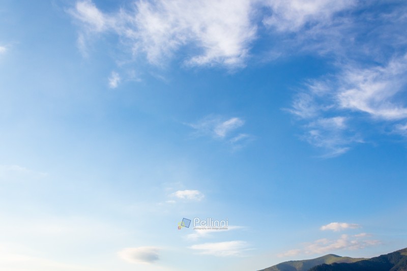 nature backdrop with blue sky and white fluffy clouds in morning light. bright and sunny weather forecast background