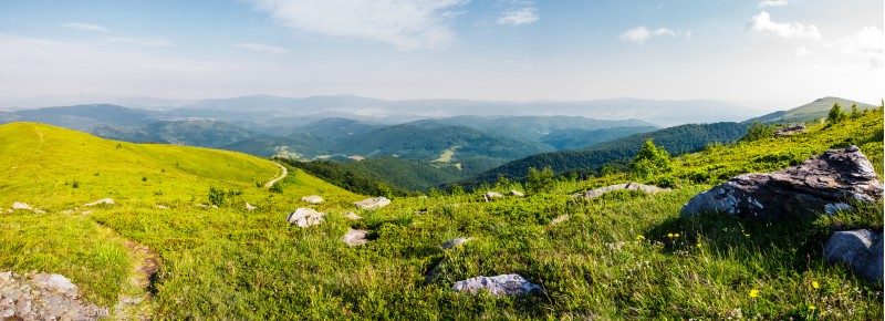 panoramic view from the hillside. beautiful mountain Carpathian landscape