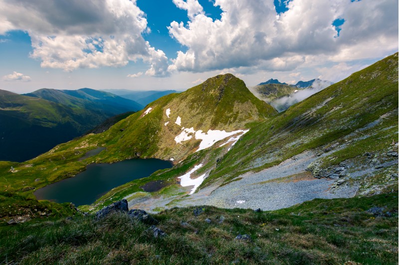 Saua Caprei peak of Fagarasan mountains. gorgeous summer landscape of Southern Carpathians in Romania