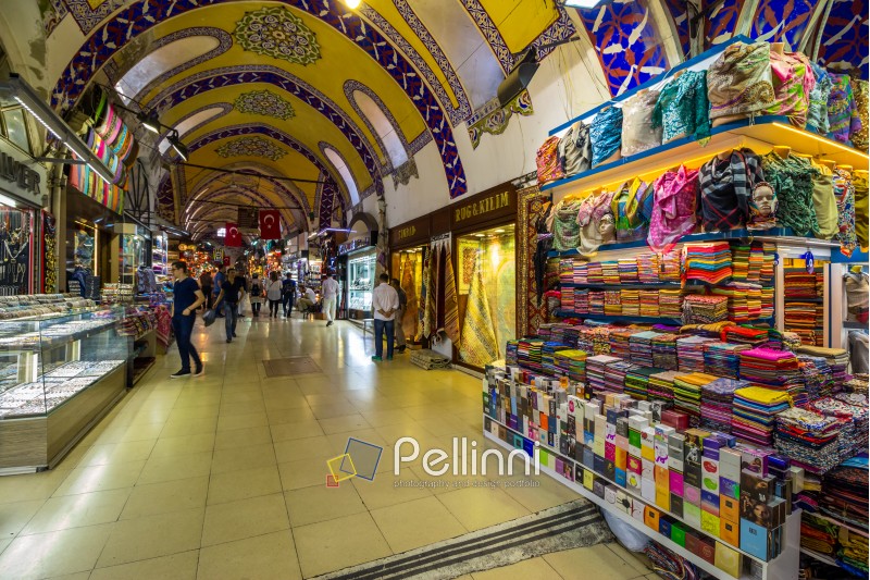 ISTANBUL - AUGUST 18: Grand Bazaar interior on August 18, 2015 in Istanbul. Streets of The Grand Bazaar in Istanbul, one of the largest and oldest covered markets in the world.