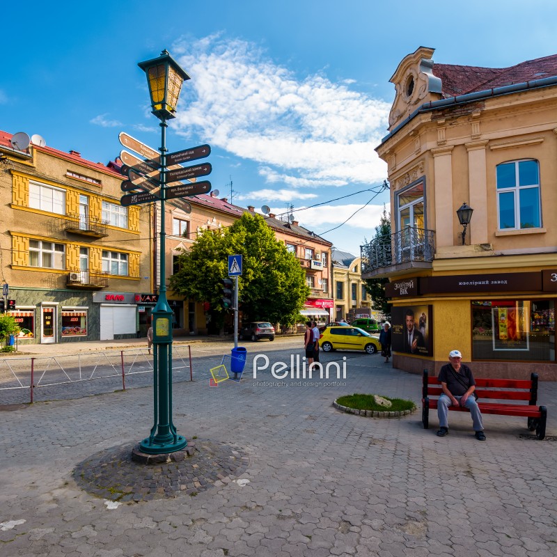 Uzhgorod, Ukraine - Jun 11, 2017: streets of the old tow on summer morning. everyday life in the central part of Uzhgorod