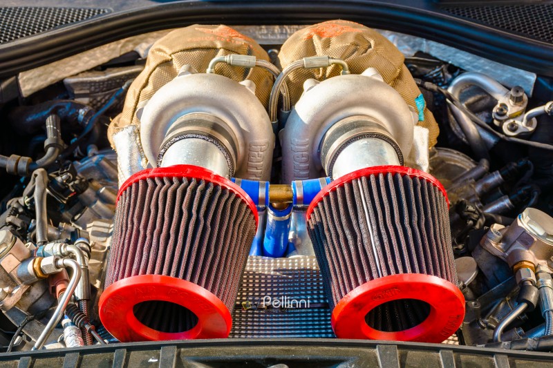 uzhhorod, ukraine - 31 nov 2021: audi gasoline car engine bay close up. perfect automotive air intake. powerful and high performance concept. background for maintenance and modification