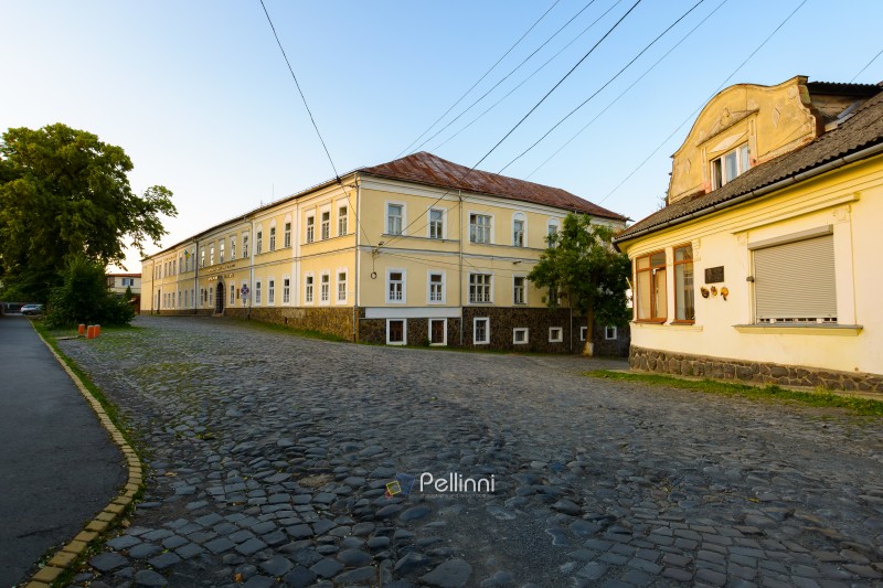 uzhhorod, ukraine - jun 11, 2017: building of the uzhhorod national university, faculty of law on a sunny summer morning. historic architecture situated in the downtown