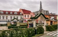 Poprad, Slovakia - November 27, 2016: Town decoration with lights, preparing for Christmas