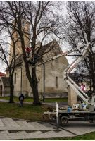 Poprad, Slovakia - November 27, 2016: Town decoration with lights, preparing for Christmas