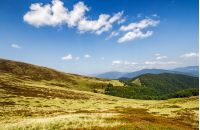beautiful cloud over the hills. fine autumn weather in mountains