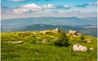 edge of the mountain hill with boulders. lovely summertime scenery