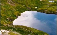 glacier on a summer day. lovely nature scenery view from above. beautiful background