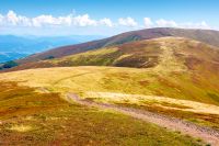 scenery of borzhava ridge in late summer. outdoor adventure. alpine landscape of carpathian mountain range on a sunny afternoon. grassy meadows and rolling hills. travel ukraine. beautiful view