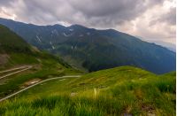 serpentine of Transfagarasan road in mountains. lovely transportation background