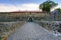 uzhhorod, ukraine - 11 jun, 2017: old castle architecture of europe. uzhhorod stronghold is a popular landmark in transcarpathia, ukraine. urban scenery on summer morning